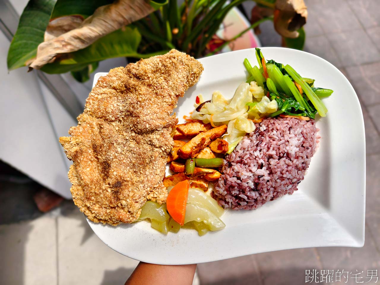 [花蓮美食]喜樂多食堂-超大雞排便當爽度100%，紫米飯跟配菜也好吃，花蓮開會便當，循環餐盒都有做